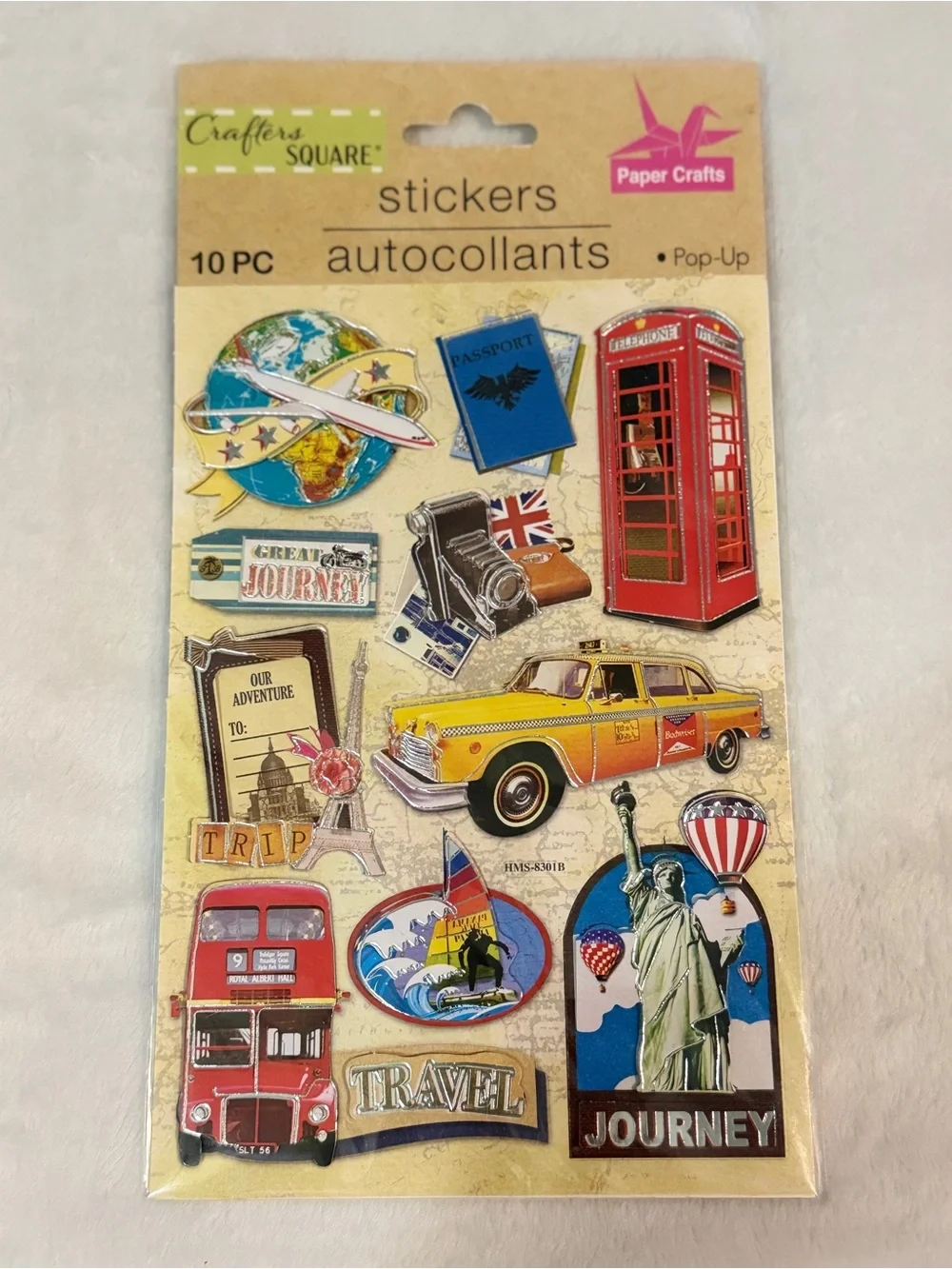 Travel-Themed Pop-Up Stickers - 10 PCS